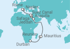 Durban (South Africa) to Civitavecchia (Rome) Cruise itinerary  - MSC Cruises
