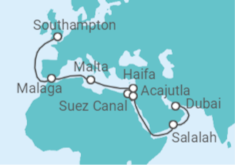 Spain, Malta, Israel, Jordan, Oman, United Arab Emirates Cruise itinerary  - Cunard