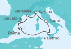 Majorca, Sicily & Rome +Hotel in Barcelona +Flights Cruise itinerary  - Costa Cruises