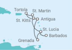 Antigua And Barbuda, Saint Lucia, Barbados, Sint Maarten, British Virgin Islands Cruise itinerary  - PO Cruises