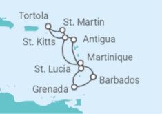 Antigua And Barbuda, Saint Lucia, Barbados, Martinique, British Virgin Islands, Sint Maarten Cruise itinerary  - PO Cruises