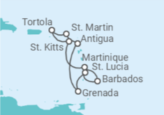 Antigua And Barbuda, Saint Lucia, Barbados, Martinique, British Virgin Islands, Sint Maarten Cruise itinerary  - PO Cruises