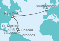 Sint Maarten, Martinique, Saint Lucia, Barbados, US Cruise itinerary  - Cunard