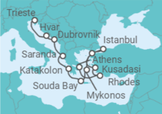 Athens (Pireaus) to Trieste (Italy) Cruise itinerary  - Holland America Line