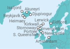 Reykjavik (Iceland) to Copenhagen Cruise itinerary  - Holland America Line