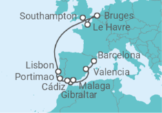 Barcelona to Southampton Cruise +Hotel +Flights  Cruise itinerary  - Norwegian Cruise Line