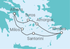 The Mysterious Cyclades and Dodecanese Islands in the Aegean Sea (port-to-port cruise) Cruise itinerary  - CroisiMer