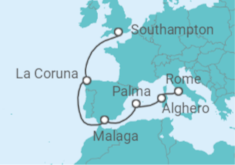 Mediterranean - Rome to Southampton Cruise itinerary  - Cunard