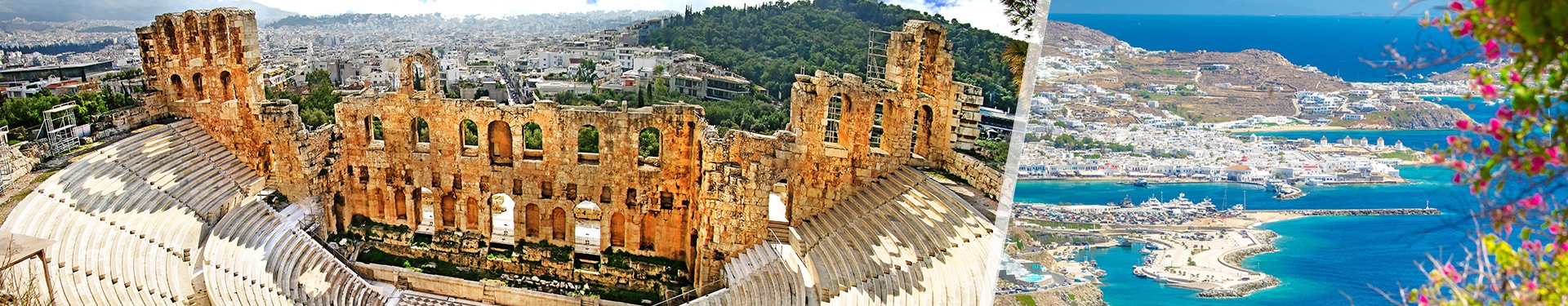 Athens and Mykonos by plane and with transfers and rental car