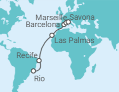 Rio de Janeiro to Savona Cruise itinerary  - Costa Cruises