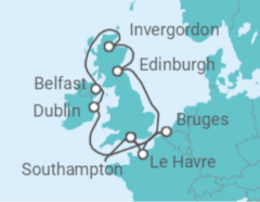 Scotland, Ireland, Bruges & Paris Cruise itinerary  - Norwegian Cruise Line