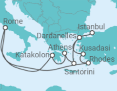 Greek Islands & Turkey Fly-Cruise Cruise itinerary  - Cunard