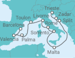 Trieste to Barcelona Cruise itinerary  - Cunard