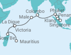Port Louis (Mauritius) to Singapore Cruise itinerary  - Norwegian Cruise Line