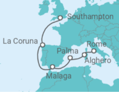 Mediterranean - Rome to Southampton Cruise itinerary  - Cunard