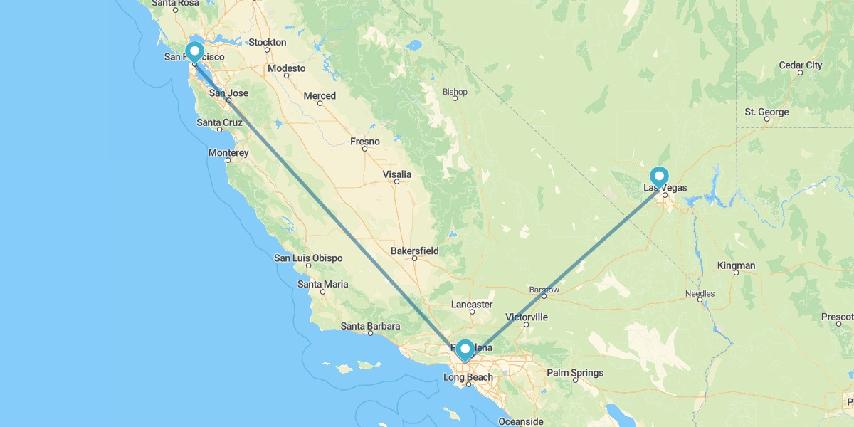 Las Vegas, Los Angeles and San Francisco