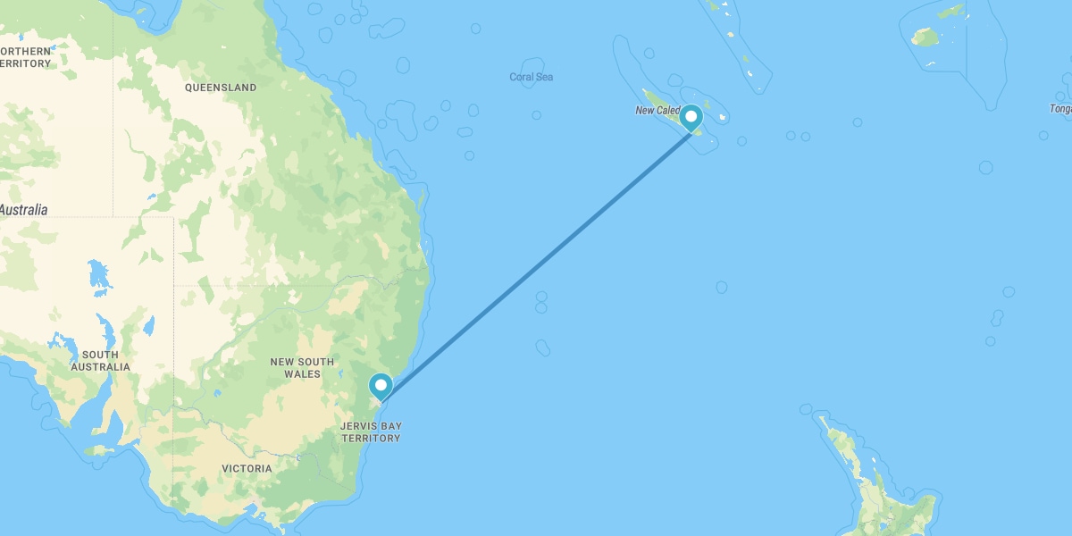 Sydney and Noumea
