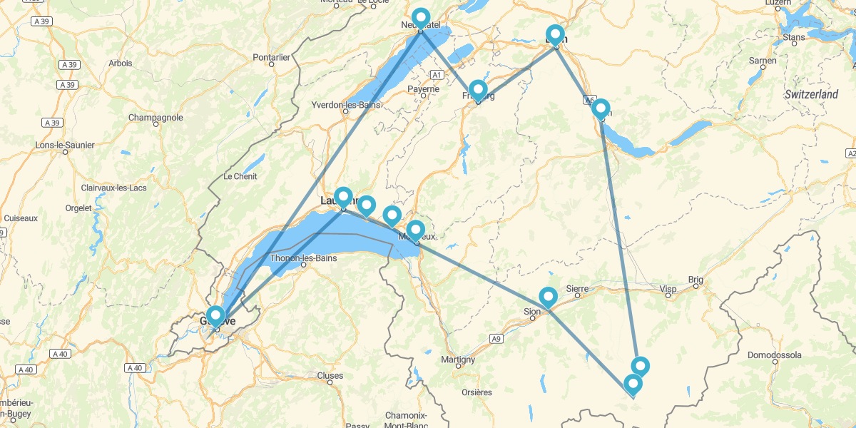 Route through South-west Switzerland