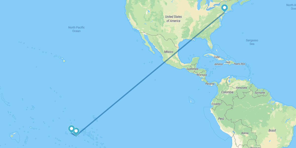 New York, Tahiti and Bora Bora