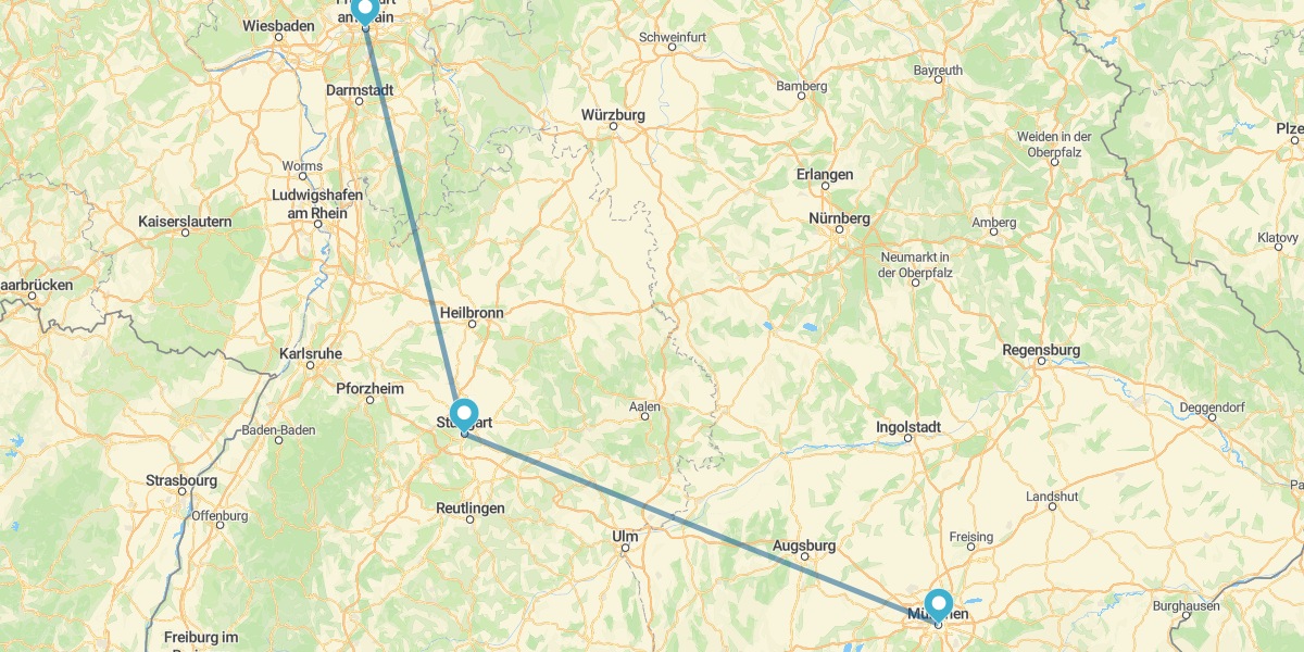 Munich, Stuttgart and Frankfurt by train