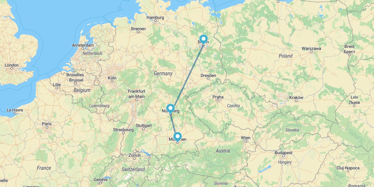 Munich, Nuremberg and Berlin by train