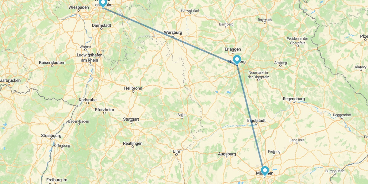 Frankfurt, Nuremberg and Munich by train