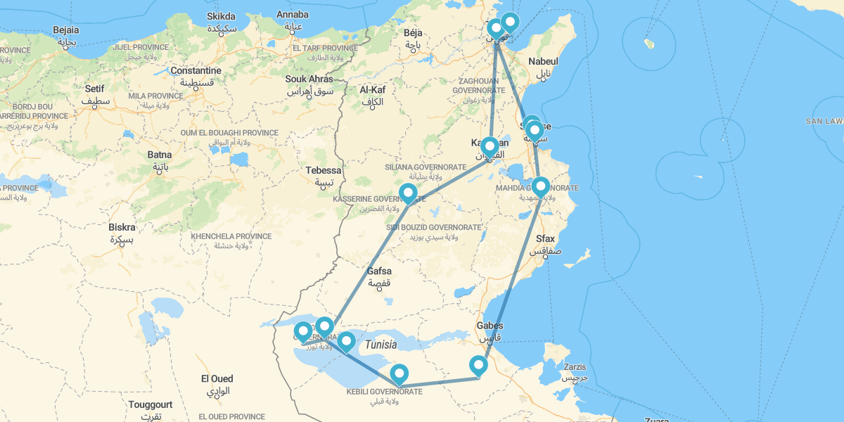 Tunisia from the Mediterranean to the desert