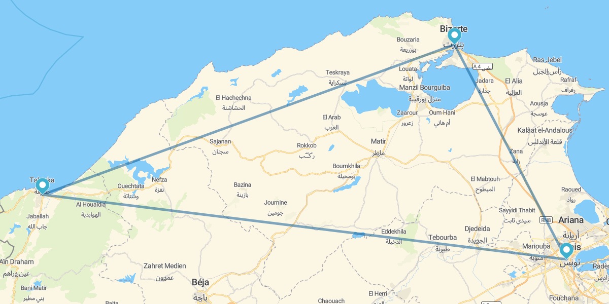 North of Tunisia with Bizerte, Tabarka and Dougga
