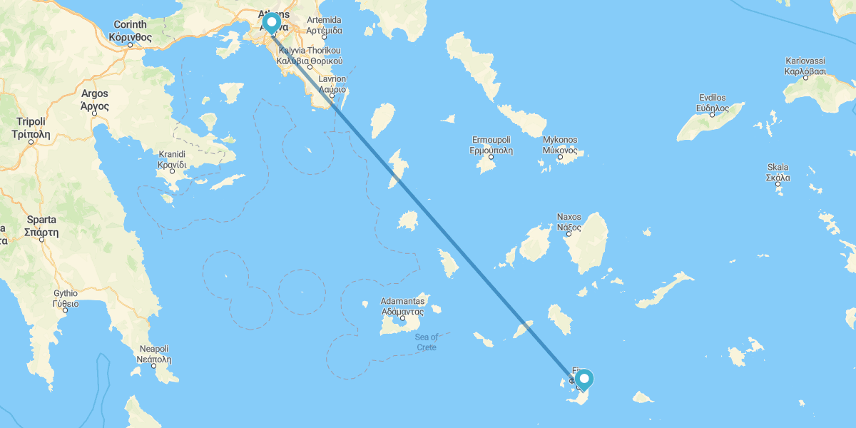 Athens and Santorini by plane and with rental car