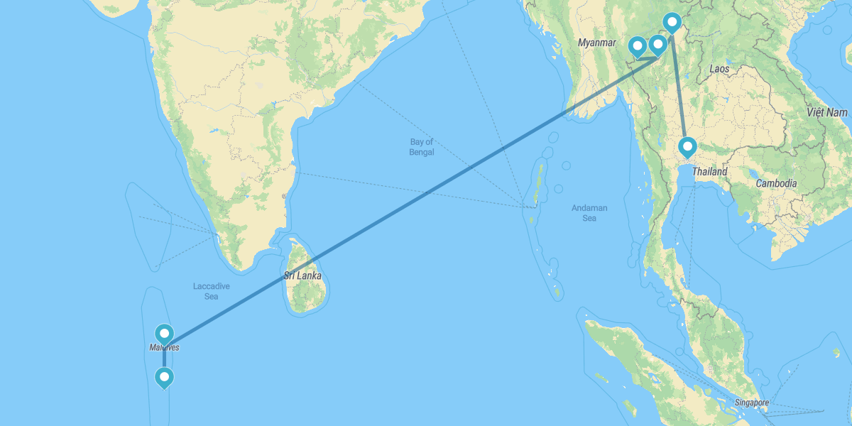 Northern Thailand with Mae Hong Son and Maldives