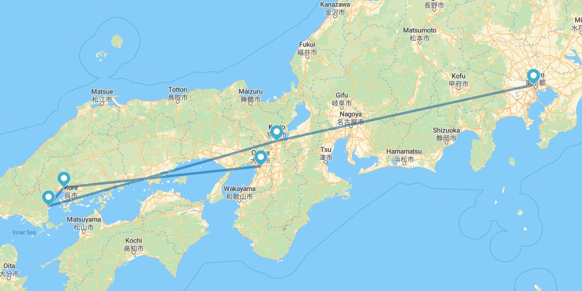 Osaka, Hiroshima, Itsukushima, Kyoto, and Tokyo