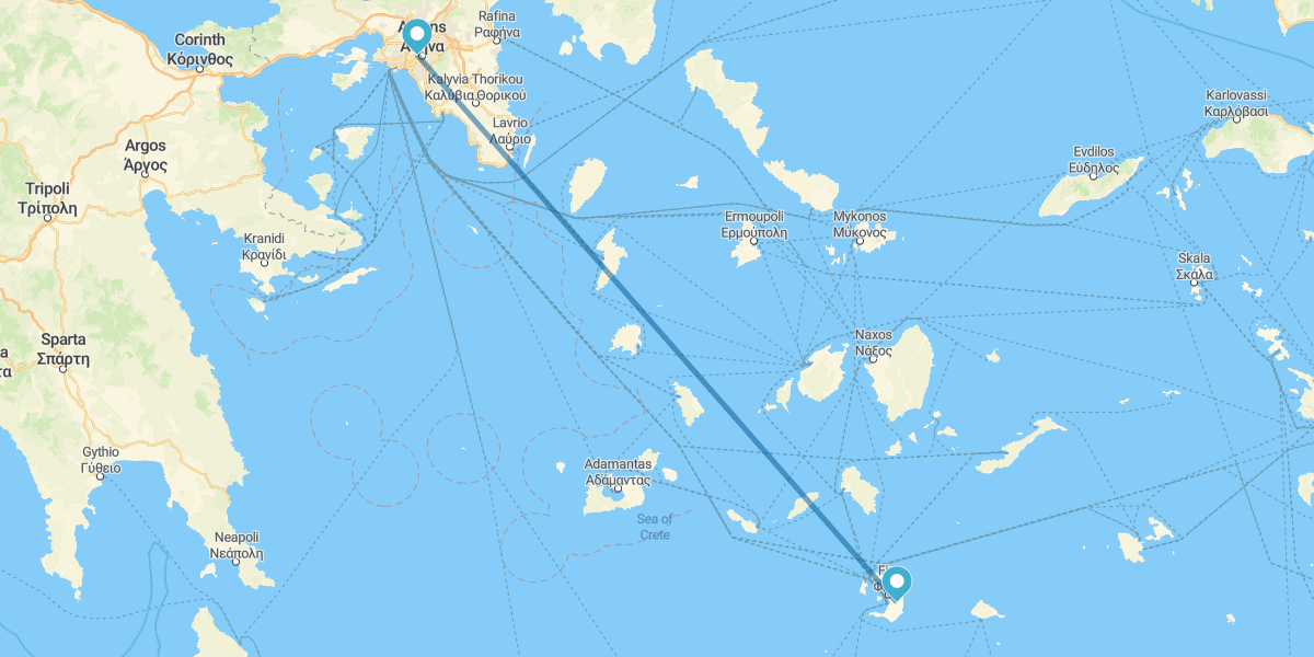 Athens and Santorini by plane and with transfers and rental car