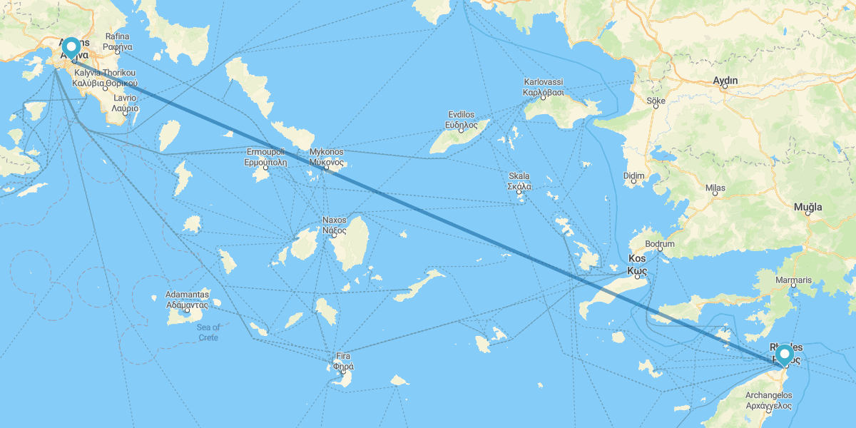 Athens and Rhodes by plane and with transfers and rental car