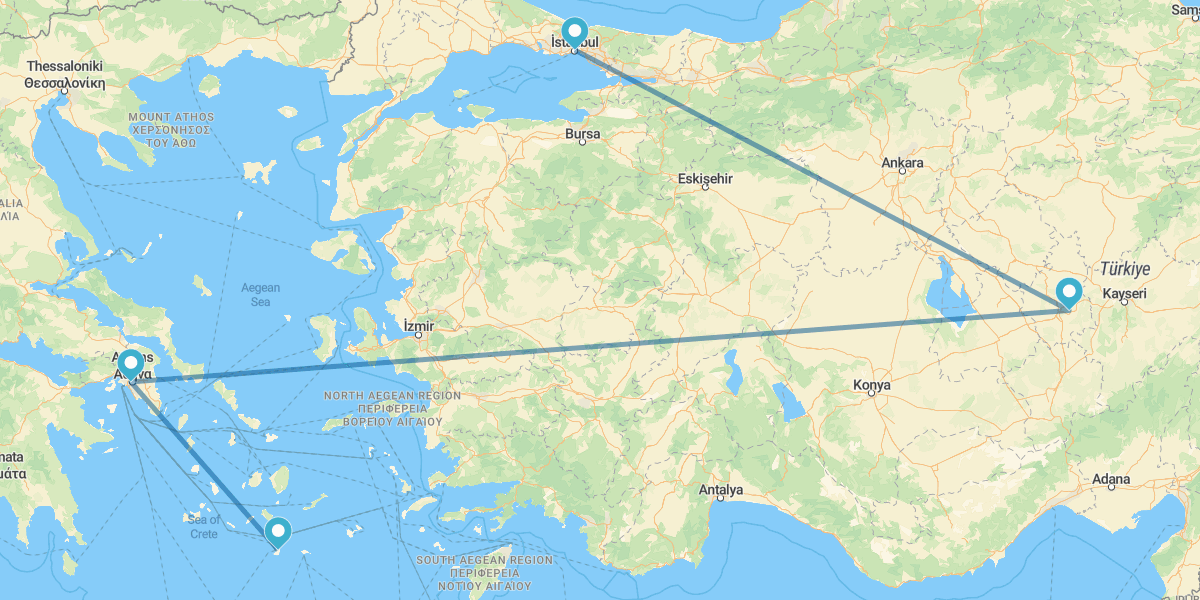 Istanbul, Cappadocia, Athens and Santorini