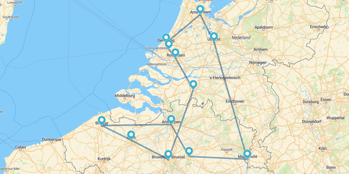 Route through the Iconic Cities of Holland and Flanders