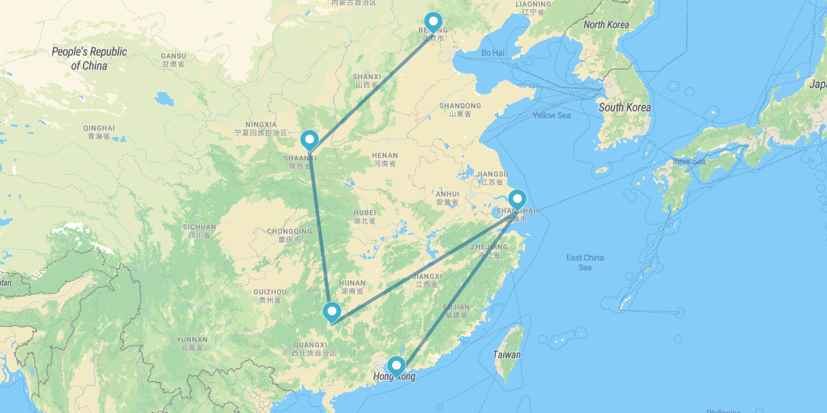 Beijing, Xi’an, Guilin, Shanghai and Hong Kong