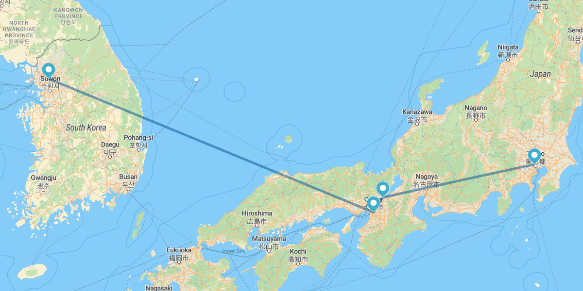 Seoul, Osaka, Kyoto and Tokyo