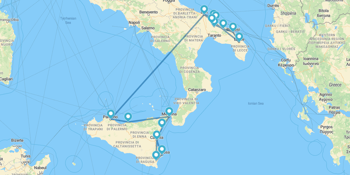 Route of the best of Apulia and Sicily