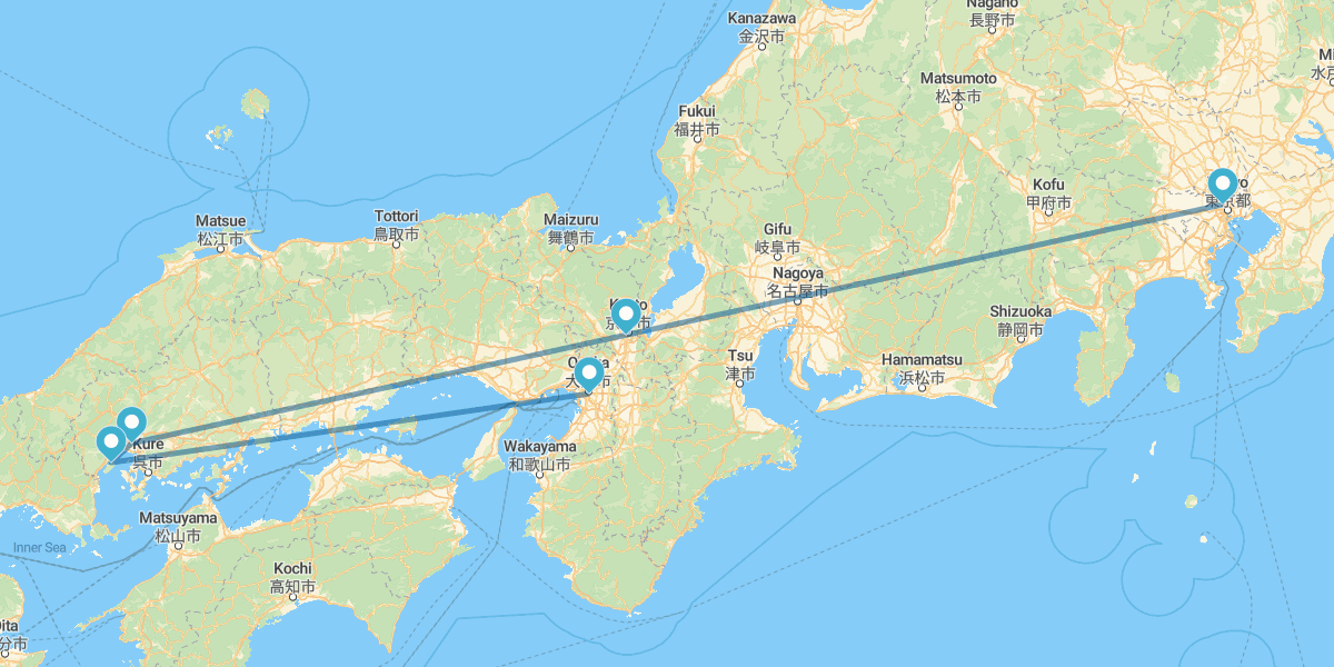 Tokyo, Kyoto, Hiroshima, ryokan in Miyajima and Osaka
