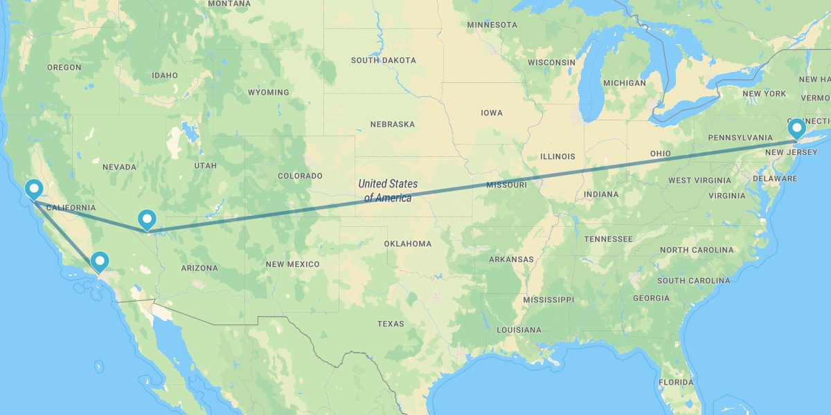 Los Angeles, San Francisco, Las Vegas and New York