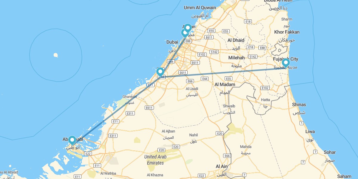 Dubai, Abu Dhabi, Sharjah, Ajman and Fujairah