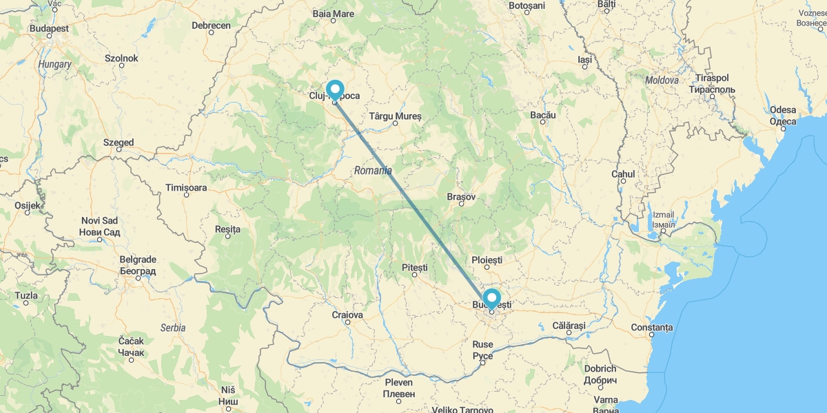 Clujnapoca and Bucharest
