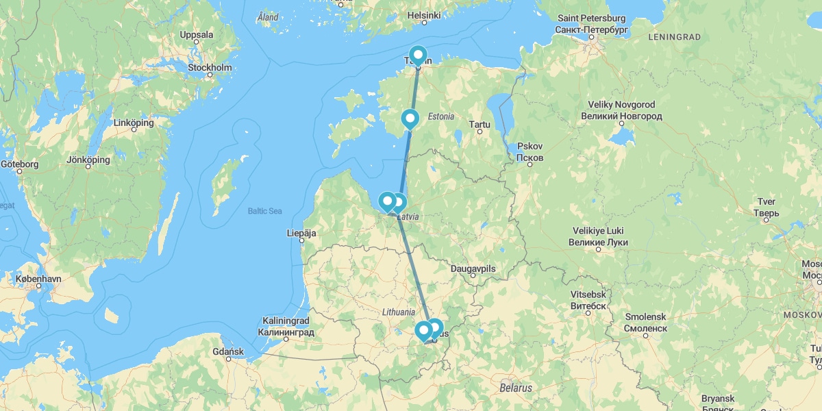 Route through the Baltic Countries