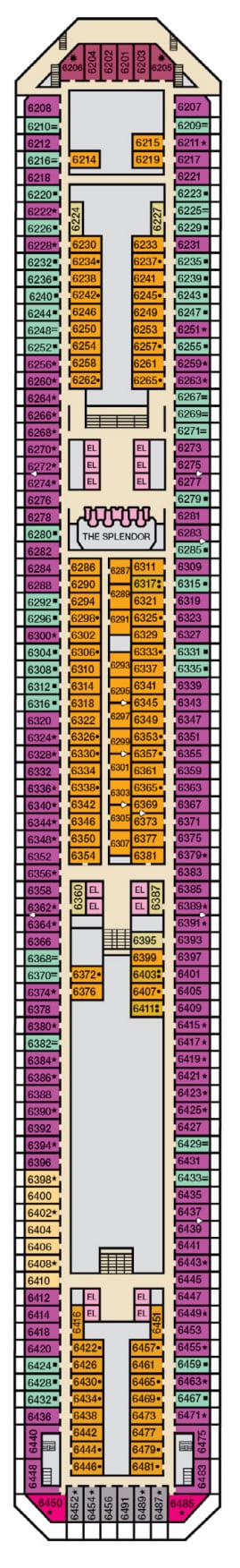 Deck UPPER-6 of the ship Carnival Splendor, Carnival Cruise Line ...
