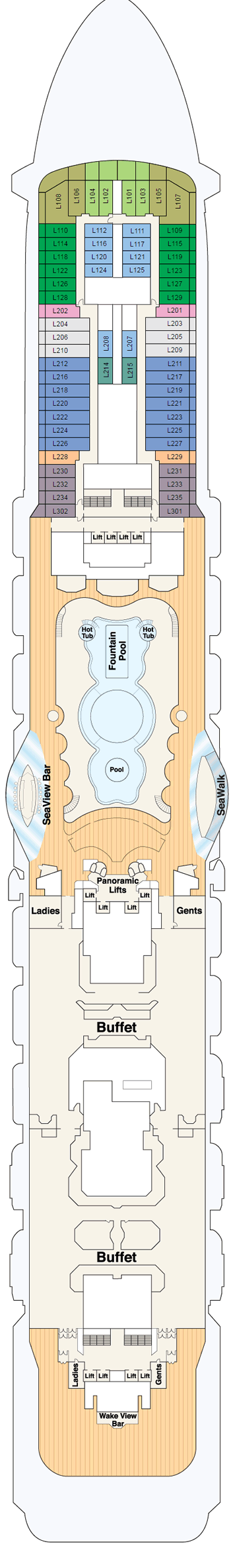 Deck 16 - Lido of the ship Majestic Princess, Princess Cruises - Logitravel