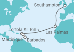 Southampton to Barbados Fly-Cruise Cruise itinerary  - PO Cruises