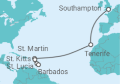 Spain, Sint Maarten, Saint Lucia, Barbados Cruise itinerary  - PO Cruises