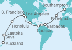 Auckland (New Zealand) to Southampton Cruise itinerary  - PO Cruises