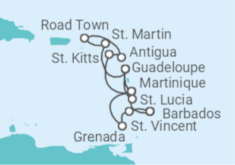 Martinique, Guadeloupe, Sint Maarten, British Virgin Islands, Antigua And Barbuda, Saint Lucia Cruise itinerary  - MSC Cruises