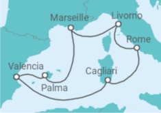 Italy, France & Spain +Hotel in Valencia +Flights Cruise itinerary  - MSC Cruises
